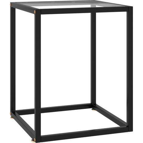 Table d'appoint bout de canapé design simple 40 x 40 x 50 cm verre trempé acier enduit de poudre DEC039885