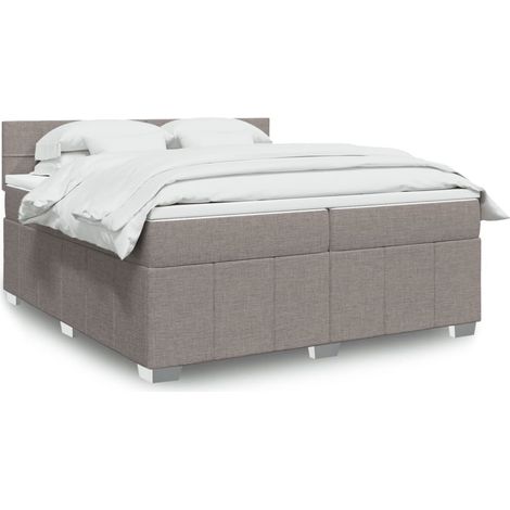 vidaXL Sommier à lattes de lit avec matelas Taupe 200x200 cm Tissu
