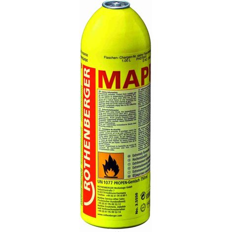 ROTHENBERGER Industrial 1x MAPP-Gas Kartusche 650ml/900g (7/16"-EU) - 035551-A (1/3)