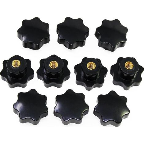Ecleanfy - M6 Boutons en étoile, bouton moleté à filetage femelle, poignée en plastique noir boutons de serrage pour équipement mécanique (1/5)