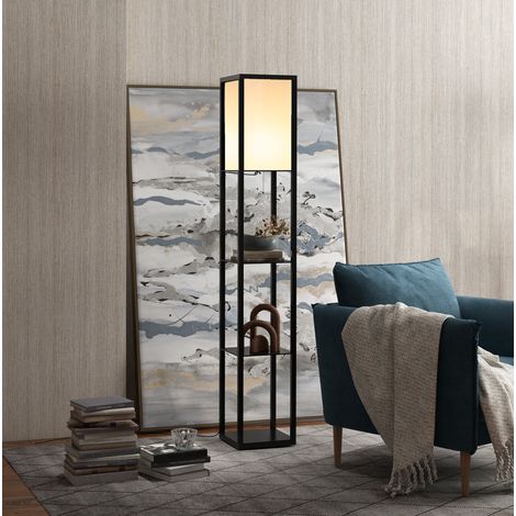 Lámpara de pie con estantes E27 40 W, negro, 26 x 26 x 160 cm HAVRYA (1/5)