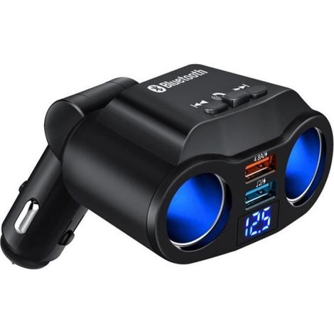 Chargeur de batterie,12V-24V allume cigare adaptateur secteur séparateur dans la voiture double prises USB - Type Bluetooth Charger (1/4)