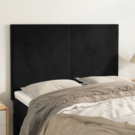 Lot de 4 Têtes de lit,Panneau de lit,Pour Lit adulte,Décoration murale Noir 72x5x78/88 cm Velours XZZ417967 (1/5)