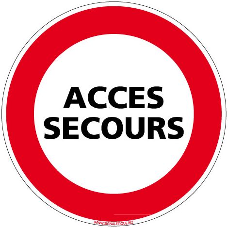 PANNEAU INTERDICTION DE CIRCULER - ACCES SECOURS (L0082) - Adhésif - Diamètre 125 mm