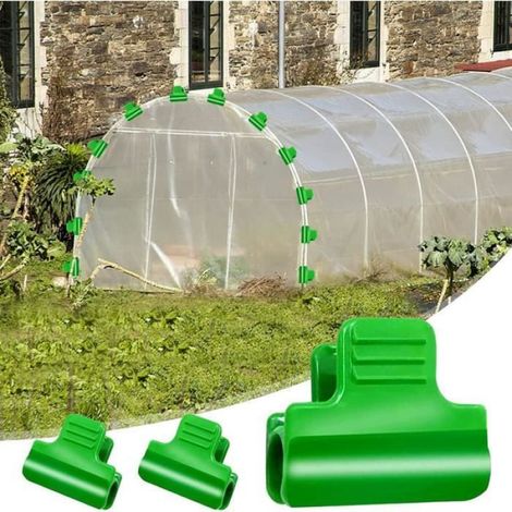 Lot de 48 clips pour tubes de serre de 19 à 20 mm de diamètre - - Vert (1/4)