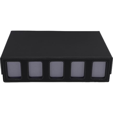 Boîte de rangement pour cartes à 5 rangées, en cuir PU avec doublure en velours doux et séparateurs, pour cartes de jeu (gris). (1/5)