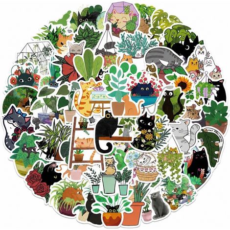 50 Sticker Katze Nettes Vinyl 4-6cm Scrapbook DIY, Zubehör-Set (1/5)