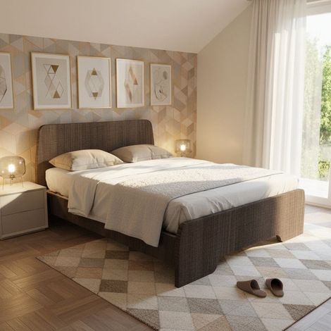 Letto matrimoniale 160x200 con testata sagomata - Dormiose - Olmo jerez scuro