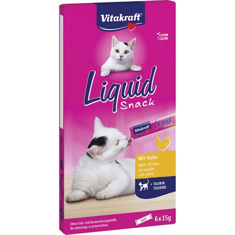 Alimento per Gatti Gusto Pollo (6 Snack) Vitakraft Liquid Snack 90 gr