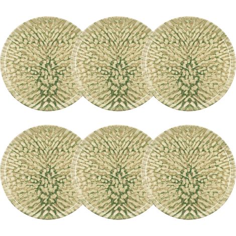 Lot de 6 assiettes plates en grès 26cm, JADE (1/4)