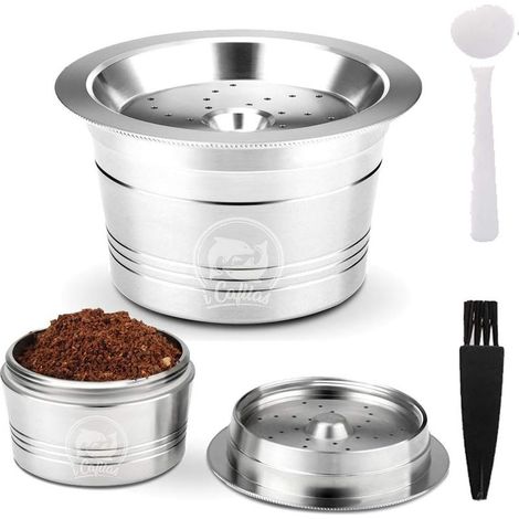 Capsule de Café Réutilisable, Capsule en Acier Inoxydable pour Cafissmo K-Fee Caffitaly avec Une Brosse de Nettoyage pour Cuillère en Plastique-Fei Yu (1/5)