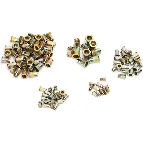 200 pièces écrous rivets zingués mixtes M3/4/5/6/8 - Inserts filetés pour taraudage, visserie universelle (1/5)