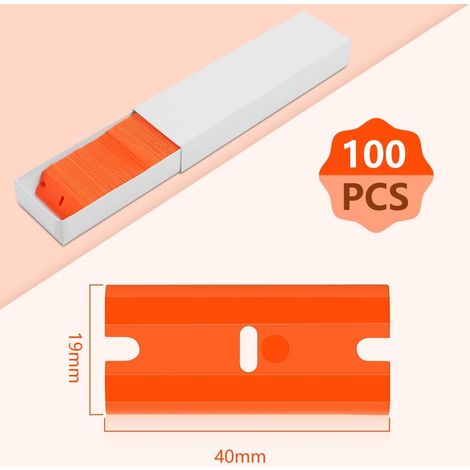 100 pièces Lame Grattoir de Rechange, Grattoir Vitre, Grattoir Vitrocéramique, Racloir, Racloir Vitrocéramique, Plastique Lames Rechange Pour Grattoir, 40  19mm