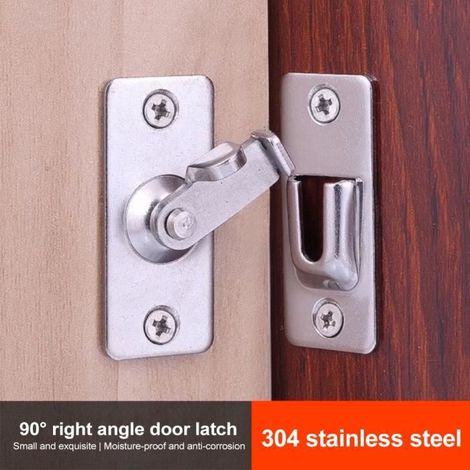 HOXILEELEOLoquet de porte à Angle droit de 90 degrés, argent, acier inoxydable, boulon pour porte coulissante de grange (1/4)