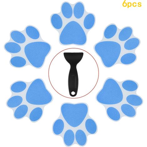 Lot de 6 autocollants antidérapants pour baignoire, motif pattes, pour une meilleure adhérence dans la baignoire, la douche, la piscine et les escaliers. (1/5)