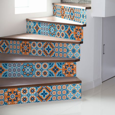 Stickers adhésifs escalier carrelages contremarche - DELFIA - 2 bandes de 15x105cm (1/3)