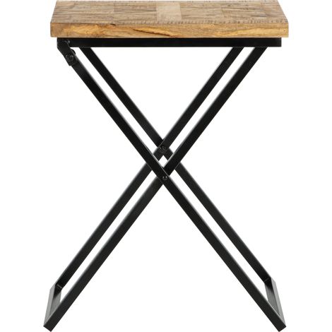 WOMO-DESIGN Mesa de Centro X-Forma Beino 48x35x63cm Madera Maciza Mango Marrón Diseño Tallado a Mano Decorativa Estilo Rústico Mesita Auxiliar de Café Robusta para Tomar Café y Té para Salón