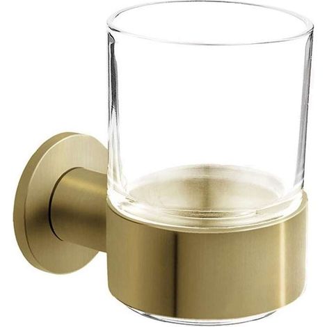 Novaservis Ferro Smile - Porte-brosse à dents et dentifrice, verre/doré brossé ASM03BG (1/2)
