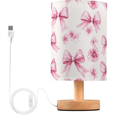 Kcldeci Lampe de chevet avec nœuds et fleurs roses pour chambre à (1/5)
