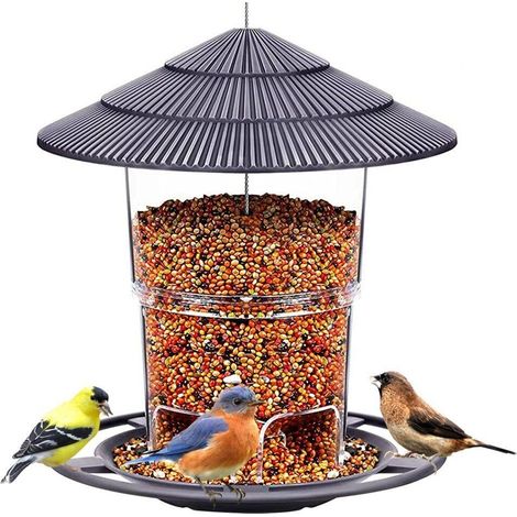 Mangeoire à Oiseaux à Suspendre, Mangeoire Oiseaux Exterieur Grande Capacité Distributeur à Graines pour Petits Oiseaux Sauvages en Plein air, Jardin, Parc