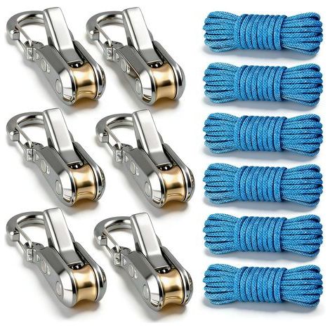 (6 pièces) Tendeur de câble à came Outil de serrage de corde et paracorde avec mousqueton Ajusteur de corde rapide pour camping, randonnée, bateau et utilisation stationnaire (1/5)