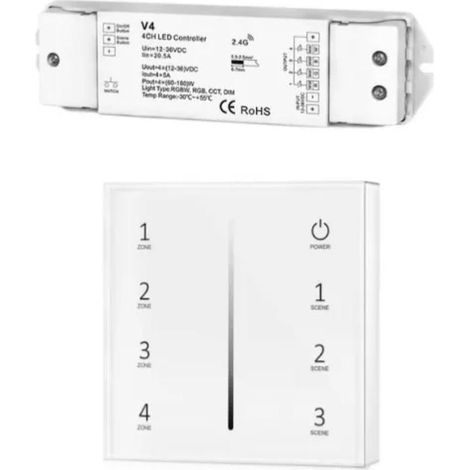Kit Variateur Tactile Monochrome Sans Fil 4 Zones et Dimmer RF - SILUMEN