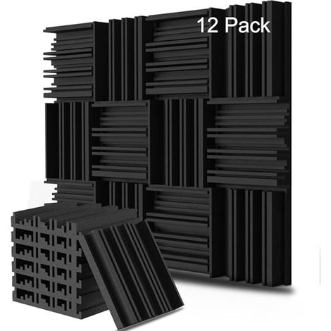 Lot de 12 panneaux de mousse acoustique, 30 x 30 x 5 cm, panneaux insonorisants, ignifuges et absorbant le bruit (sans adhésif) (1/5)