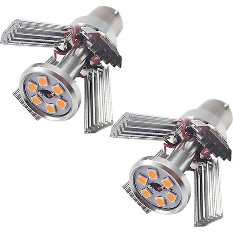 Lot de 2 ampoules LED 1156 BA15S 7506 super lumineuses 3030 puces Canbus sans erreur 12 V pour feux de recul, clignotant, feu arrière, jaune ambré