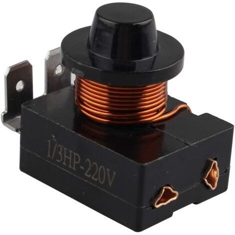 Relais de démarrage PTC pour réfrigérateur 1/3 HP 220 V Boîtier en plastique 3 broches 250 W Relais de démarrage pour réfrigérateur 1/3 HP (Noir) (1/5)