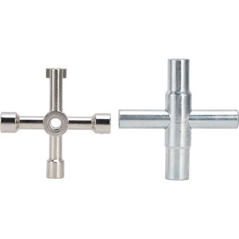 2 pièces Clé à 4 voies Robinet Extérieur Portable Pratique Durable Compacte pour Vis de Gaz et Électricité (1/5)