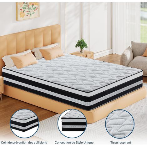 Matelas 160X200 cm, épaisseur 26 cm,7 Zones, Hypoallergénique,fermeté modérée,soutien précis + respirant (1/4)