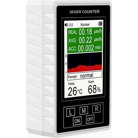 Détecteur de rayonnement nucléaire à réponse rapide, dosimètre professionnel, compteur Geiger avec détection de température et d'humidité, blanc (1/5)
