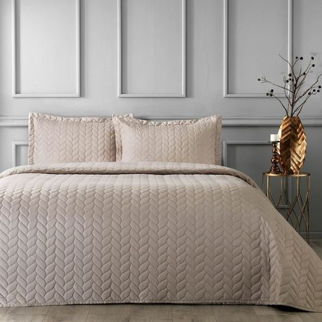 Housse de couette 1 personne avec 1 taie d'oreiller, 180 x 250 cm, coloris Glory Camel, beige (1/2)
