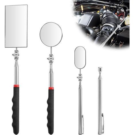 3 Miroir D'Inspection Télescopique, Rotation 360 Degrés, Acier Inoxydable, Aimant, Inspection Véhicule (1/5)