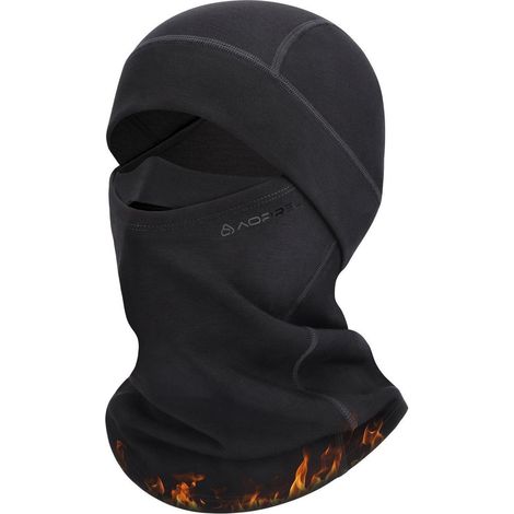 Sturmhaube Modal-Wolle-Mix für Herren Damen, winddicht, thermisch, Einheitsgröße Schwarz (1/5)