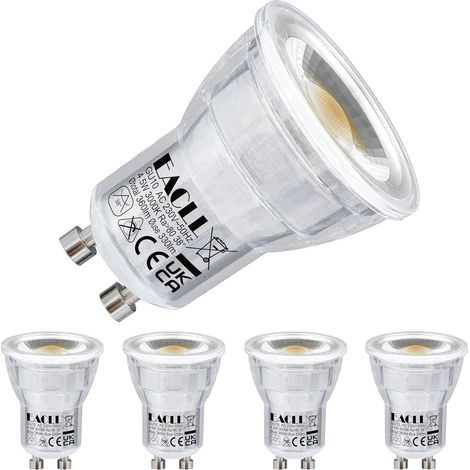 Ampoule LED Mini GU10 Blanc Chaud 3000K, 4.5W Remplace Halogène 40W, Lot de 4, 330lm LED Éclairag sans Scintillement, Angle de Faisceau 38°, MR11 Non Dimmable AC 230V Court Lampe à Réflecteur (1/5)