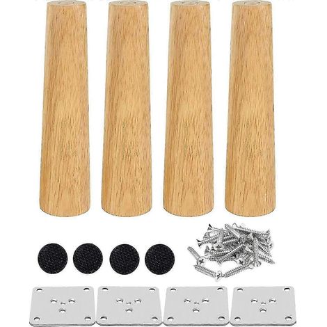 Pieds de table en bois, fabriqués en chêne, durables, à forte capacité de charge, très compatibles, plaque de montage épaissie et élargie, adaptés aux tables de 25 à 26 pouces. (1/4)
