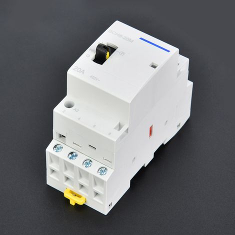BCH8-20M Contacteur Alternatif Domestique 24V 20A 4P Rail DIN avec Interrupteur Manuel 4NC (1/5)