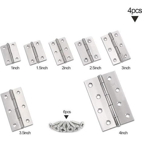 Stainless Steel Door Hinge Furniture Hinges Living Room Screw M3.5x16mm Silver 38x30x1mm