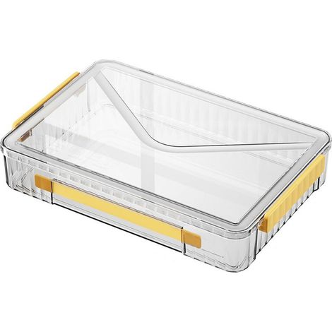 Große, transparente Aufbewahrungsbox für Urkunden, hohes Fassungsvermögen, tragbar mit Griff, gelbe Mappe für Dokumente und Scrapbooking (1/5)
