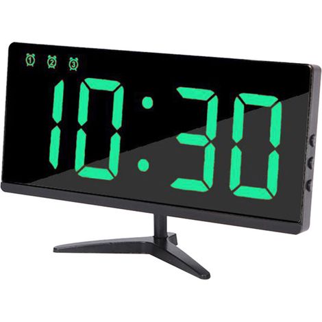 Réveil numérique, réveil LED, affichage LED avec 4 niveaux de luminosité, température, date, ports de chargement USB, facile à utiliser (1/5)
