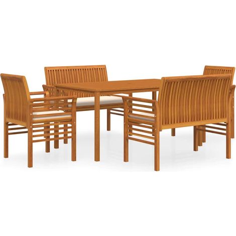 Maison Exclusive - Set da Pranzo per Esterni 5pz con Cuscini Legno Massello Acacia (1/5)