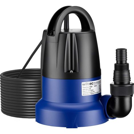 Wiltec Pompa sommersa 400 W, pompa per acque reflue con portata max 7000 l/h, pompa a immersione, prevalenza max 7 m
