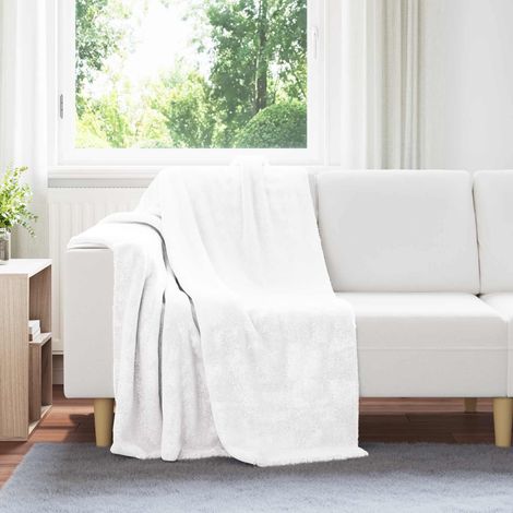 vidaXL Jeté Blanc 130 x 150 cm Toison