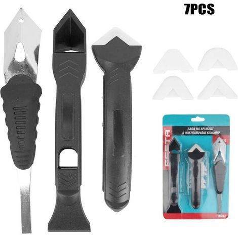 Outil professionnel de Calfeutrage Joint - Kit complet d'arasement de silicone & rénovation, y compris ouvre-cartouche, 5 tailles de joints différentes - Kit d'outils pour lisser les joints (1/5)