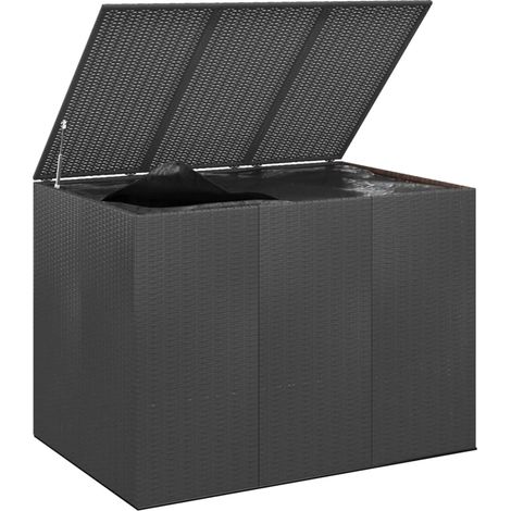 Contenitore per cuscini contenitore da giardino in resina intrecciata 145 x 100 x 103 cm nero 020013163