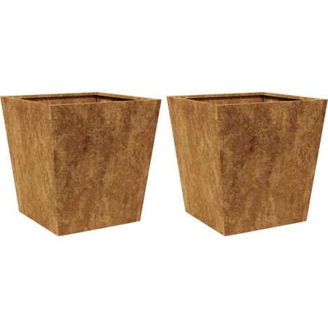 Fioriera rialzata per aiuole fioriere giardino terrazze set da 2 40 x 40 x 40 cm acciaio corten Marrone 020038955