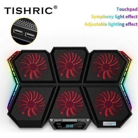 Support/support/rondelle pour ordinateur portable Bingmo 6 RGB avec radiateur de refroidissement (pavé tactile inclus). (1/5)