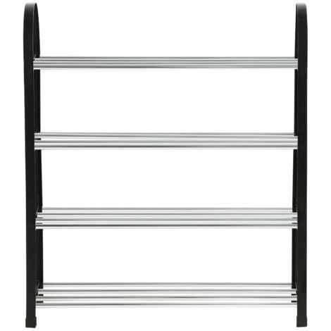QORVA- tagère à chaussures sur pied en plastique et aluminium, étagère de rangement pour chaussures, organisateur de maison à 4 niveaux (1/5)