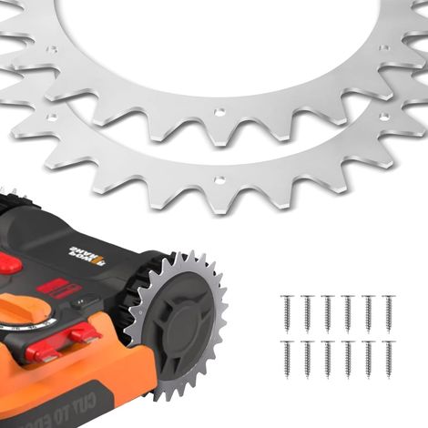 Spikes for Worx Landroid S and M Stainless Steel Accessories for Robot Lawnmower with 12x Screws Attachment Tip for Robot Lawnmower Wheel Size 205 mm 2 Pieces (1/5)